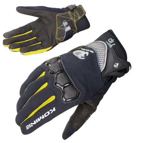 Komine GK-162 GK 162 3D Protective Mesh Gloves Motorbike BMX Bike Off Road Glove: Black Yellow / XXL