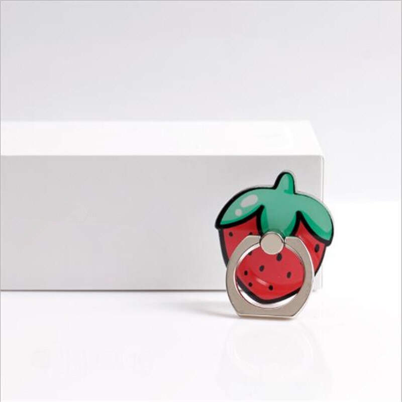 Supporto del telefono Mobile del fumetto di frutta anello fibbia staffa di 360 gradi di rotazione pigro desktop staffa di barretta dell'anello del supporto del supporto del telefono: Strawberry