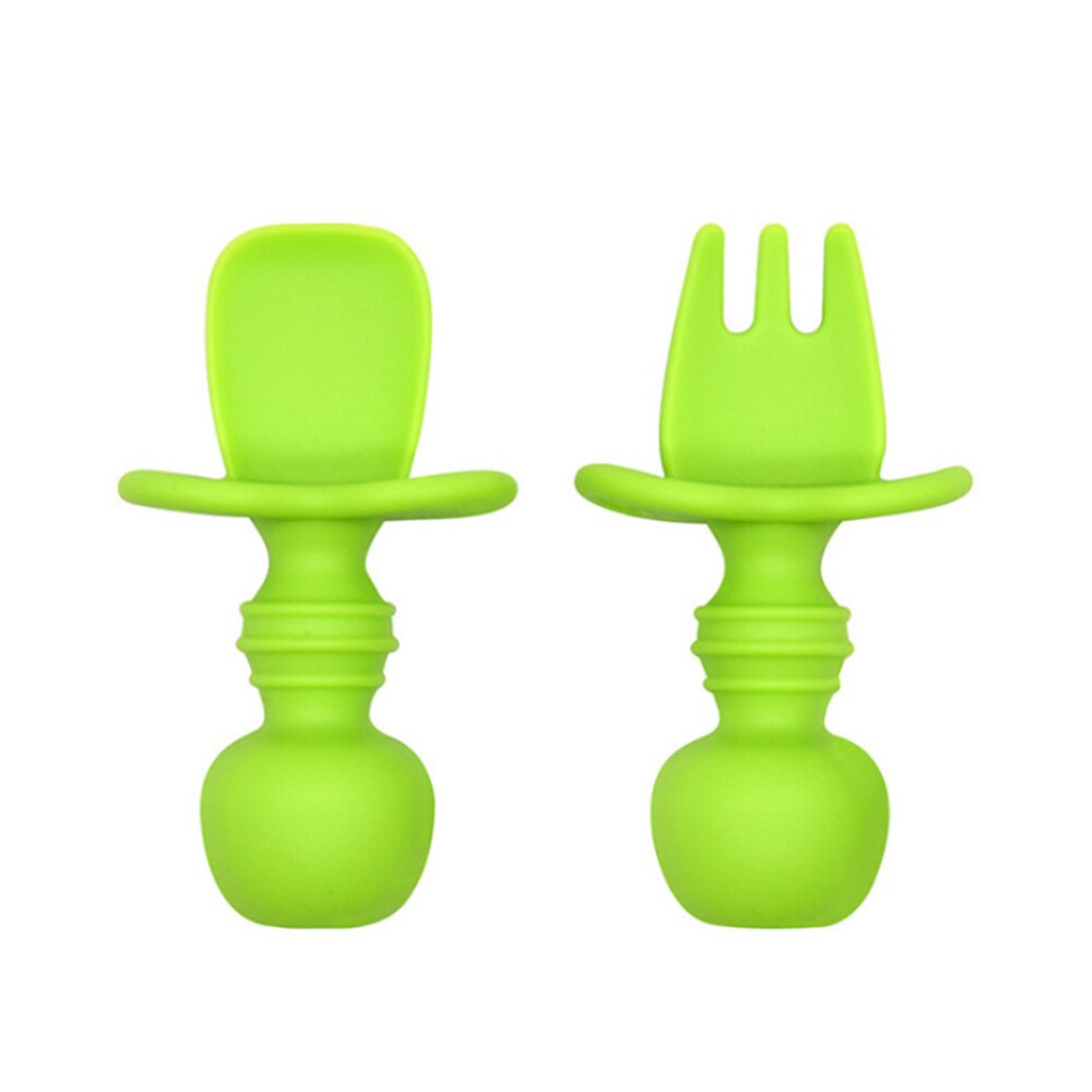 1 Piece BPA Free Silicone Baby Spoon Dish Baby Feeding Supplies Baby Silicone Fork Newborn Food Accessories Teeth: green