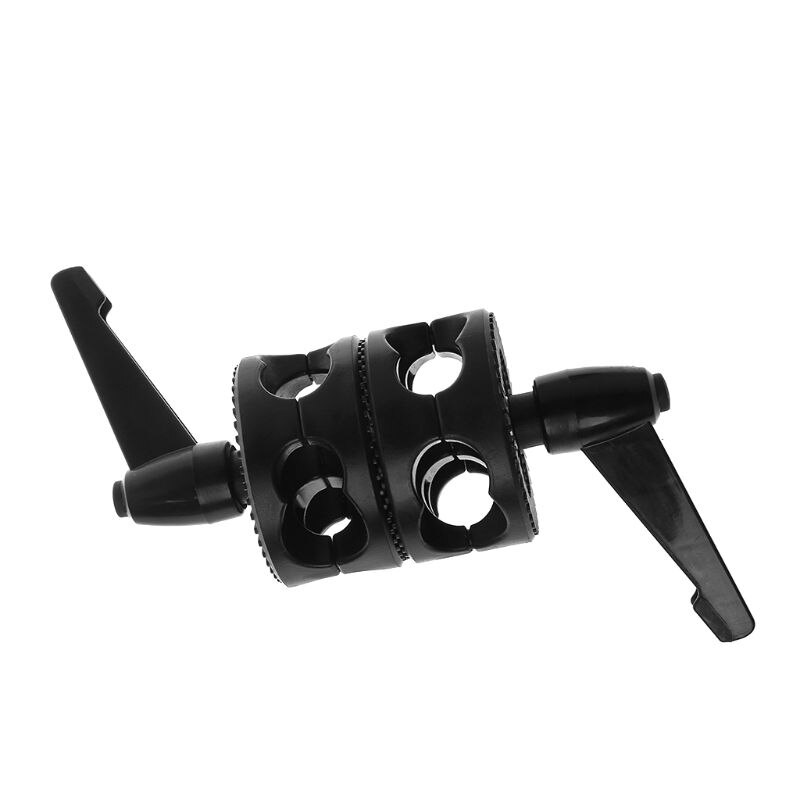 Dual Swivelling Grip Head Double Angle Tilt Mount Wheel Clamp Connector Bracket Reflector Boom Arm Support Light Stand