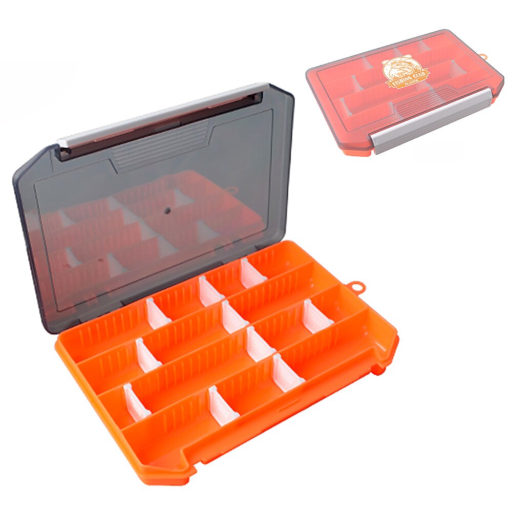 Fishing Tackle Box Storage Trays with Removable Dividers Fishing Lures Hooks Accessories Storage Organizer Box: Orange
