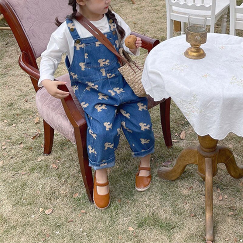 Spring Summer 2022 Kids Clothing Baby Toddler Loose Pants Children Girls Denim Overalls Casual Jeans Children Rompers 2-10Years