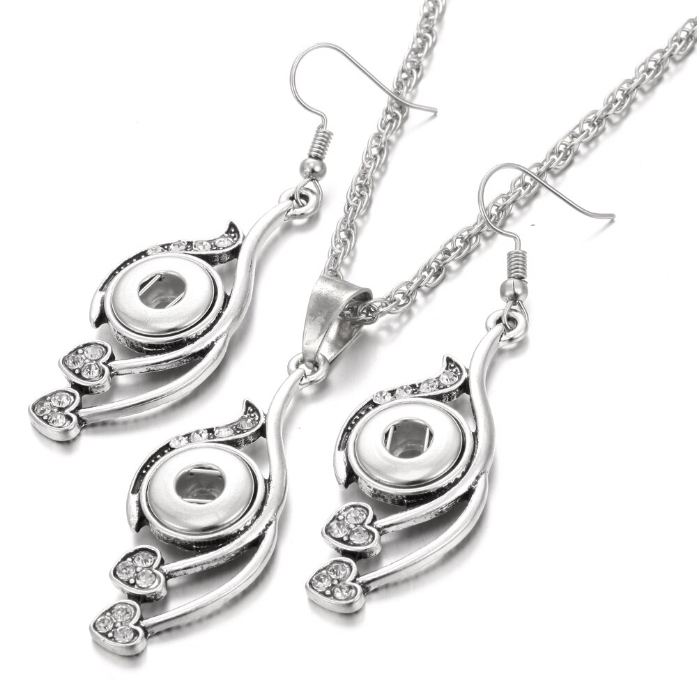 Boutons pression ensemble de bijoux paramètres cristal 12mm 18mm collier pression et 12mm boucles d'oreilles pression pour les femmes bouton pression boucles d'oreilles pendentif collier: 15