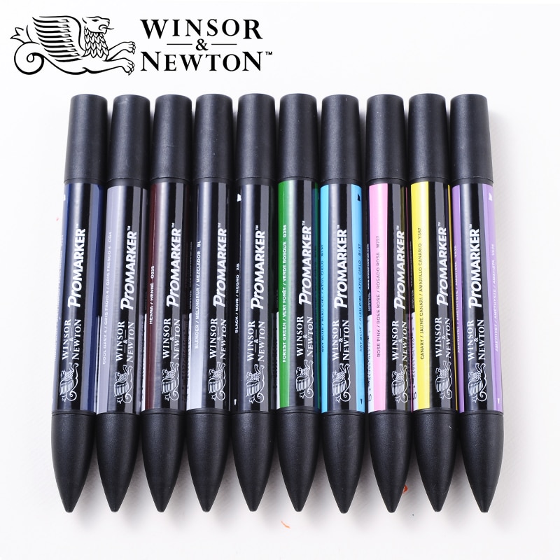 Winsor newton promarker 6/12 väriä taide tussi hieno kärki alkoholipohjainen markkeri kynät kaksipäiset kaksoismerkit animaatio