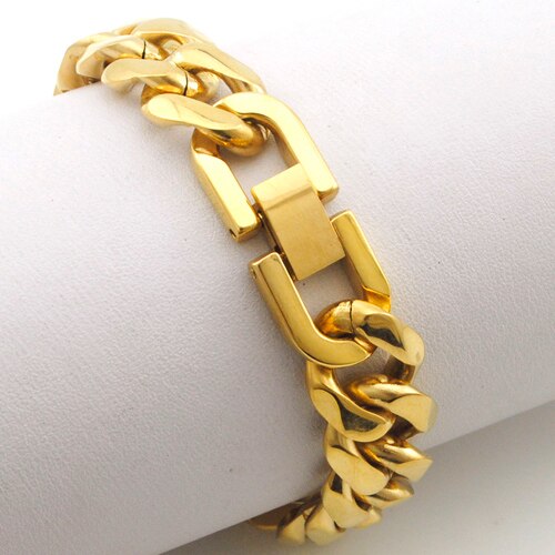 CHIMDOU 21 cm 13mm Coole Edelstahl Pop Punk Rock Stil Runde Kette Link Armband Männer schmuck AB713: 13mm Gold Color