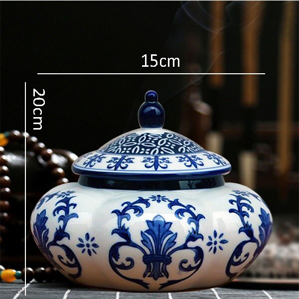 Klassisk keramisk te caddy opbevaringskrukke blå og hvid porcelæn græskar krukker malet porcelæn bordplade vase vintage hjem indretning: -en