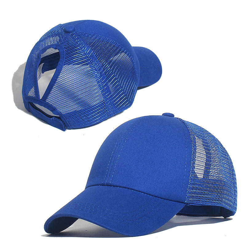 Ponytail Solid Color Mesh Baseball Cap For Women Men Plain Summer Sun Hat Unisex Adjustable Outdoor Hip-Hop Washed Caps: C