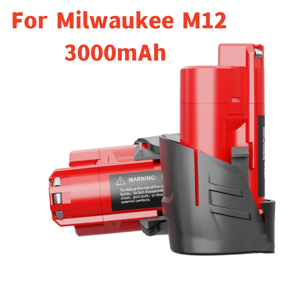 2 st.  m12- pack batterier till milwaukee 3000 mah litiumjonbatteri 48-11-2411 ersättning för milwaukee  xc 48-11-2410 48-11-2420 elverktyg