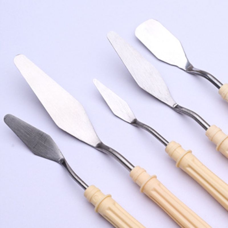 5Pcs/Set Oil Painting Palette Knife Stainless Steel Scraper Spatula Art Supplies