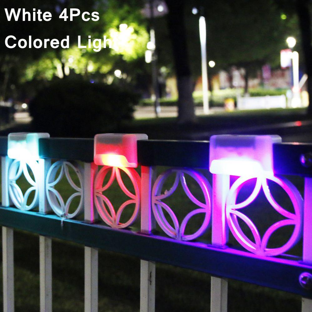 4pcs Path Stair LED Solar Lights IP65 Waterproof Outdoor Garden Yard Fence Wall Lawn Landscape Lamp Staircase Night Light: White 4 Color Light