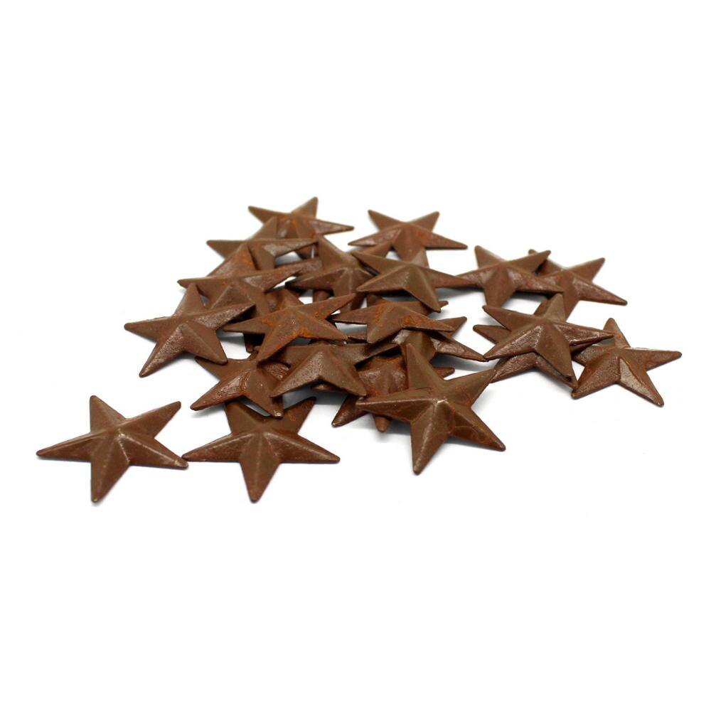 Primitives Rustic Country Décor. Rusty Mini Metal Barn Star Home Decorative Accents, 1 Inch, Set of 24