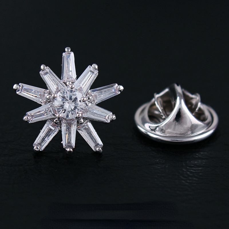 Hoogwaardige Zirkoon Kristallen Ster Broches voor Vrouwen Mannen Pak Kraag Pinnen Kleine Metalen Badeg Revers Pin Mode-sieraden: Black Gun Plated