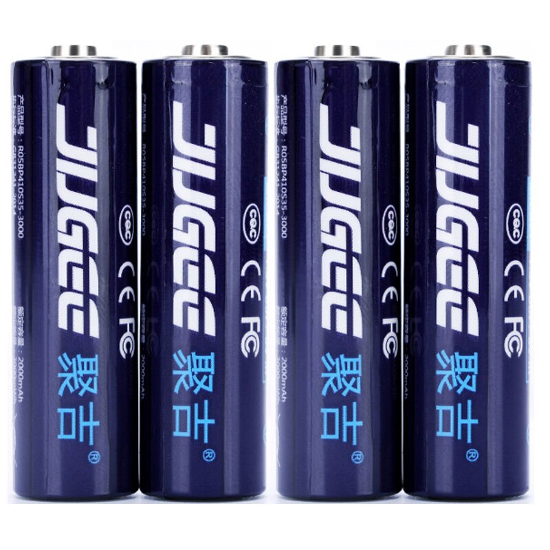Jugee 1.5V Aa 3000mwh Aaa 1000mwh Lithium Batterij Usb Oplaadbare Lithium Usb Batterij Slimme Lader: 4AA no charger