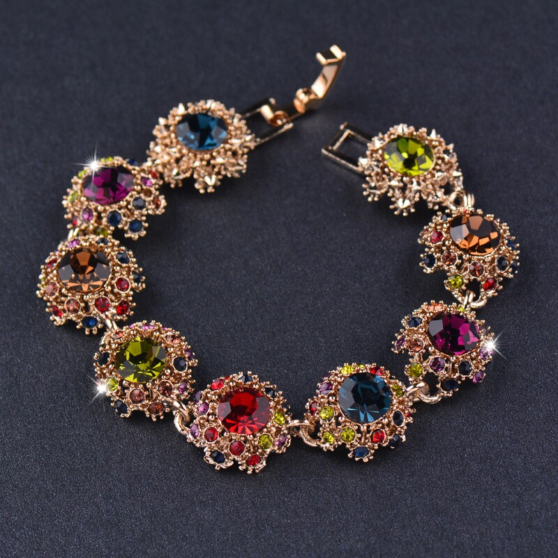 SINLEERY Vintage zircon cubique fleur Bracelet Antique or couleur chaîne Bracelet creux pour les femmes bijoux SL441 SSP: SL441C