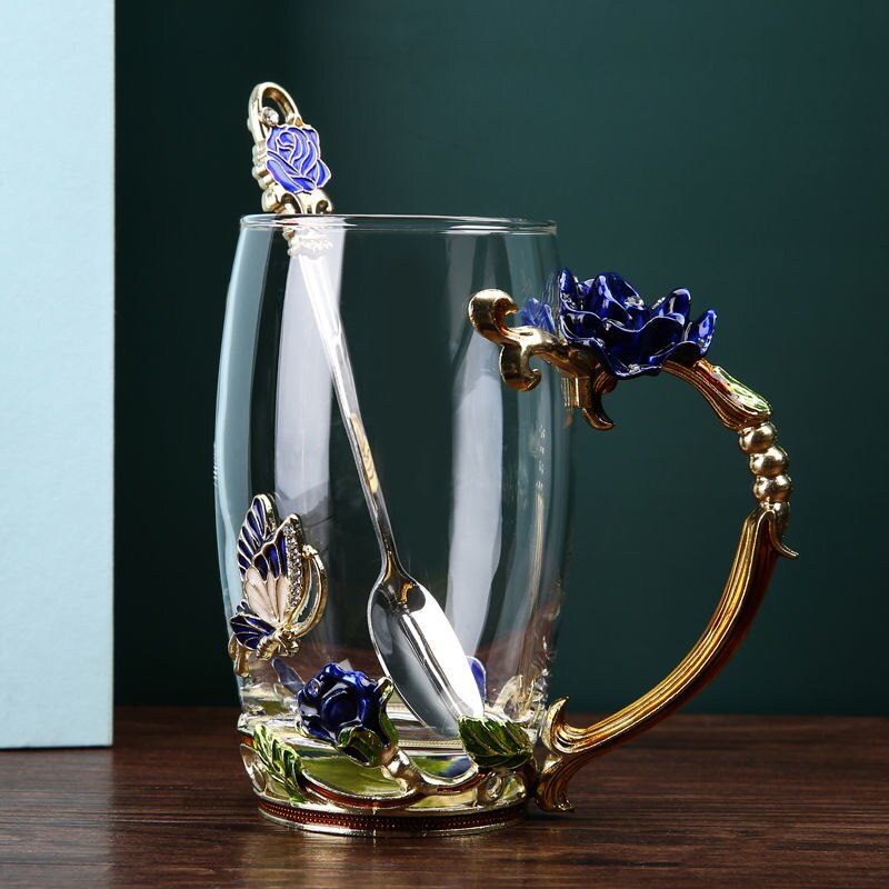 Home water cup heat-resistant glass tea cup coffee cup flower tea cup wine glasses whiskey glass water bottle: C350ml
