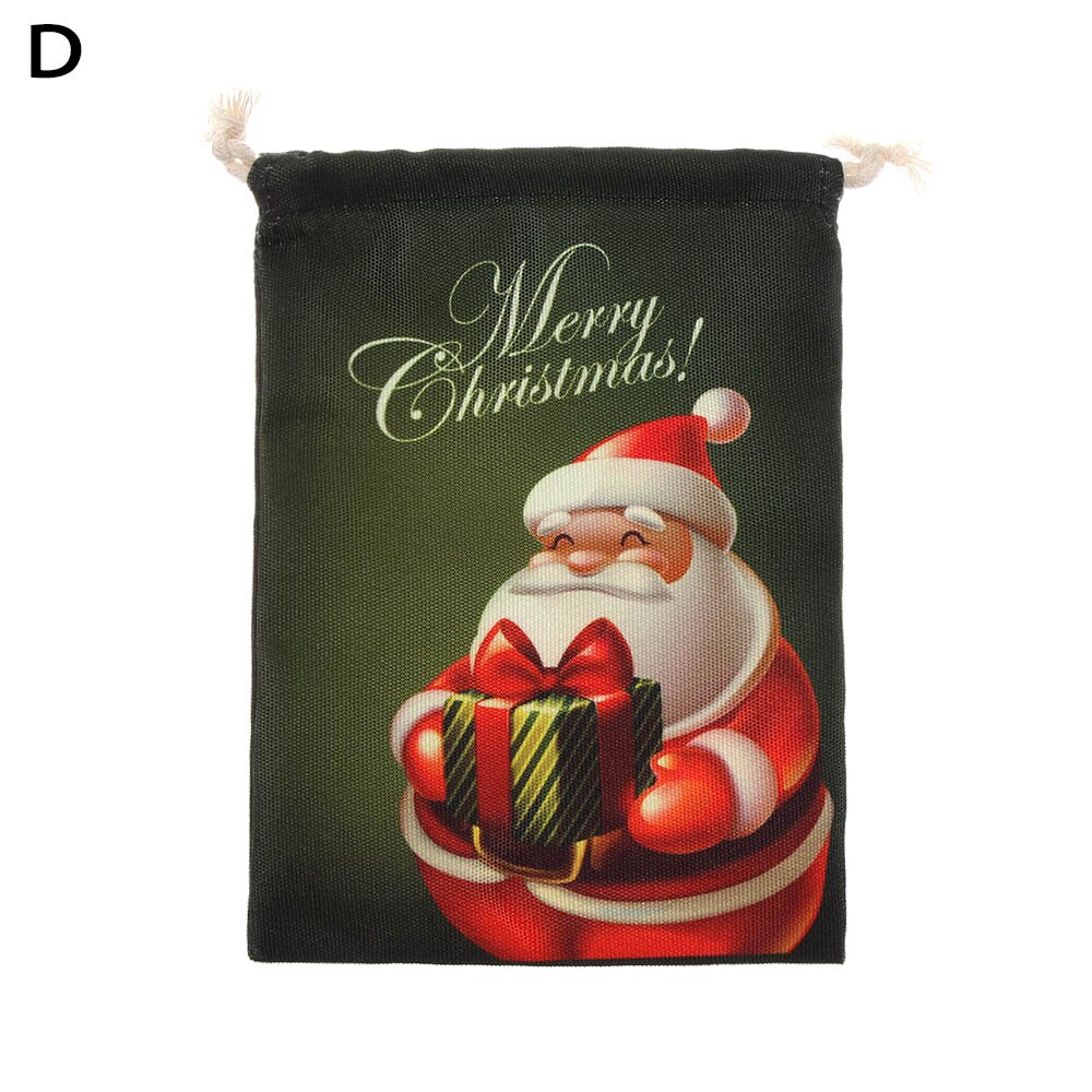 Kersttas met trekkoord voor kinderen, festivaldecoratie, kerstprint, canvas tassen, trekkoordzakje, snoepzak: D