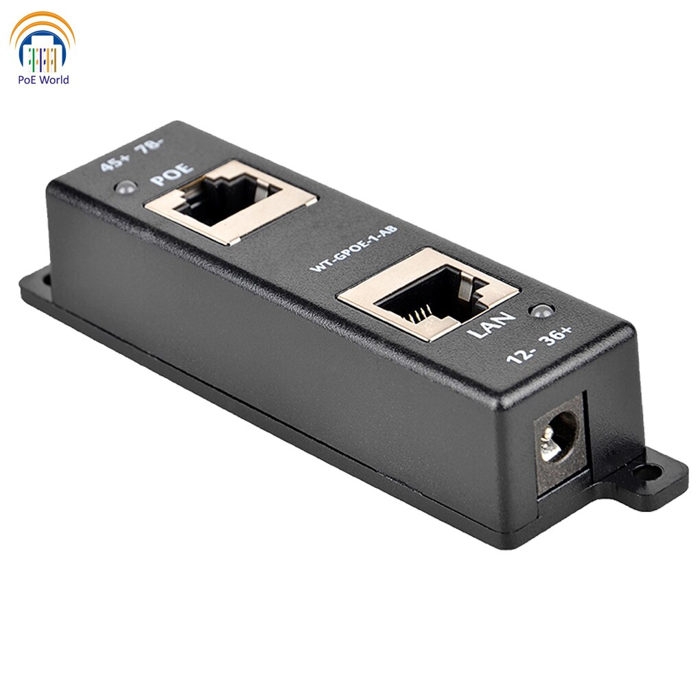Gigabit PoE Injector Passive PoE Injector/Splitter for 802.3at orPoE+ ModeA B with Dual DC inputs