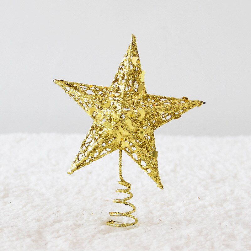 Décoration de sapin de noël en fer forgé, décoration scintillante, étoile à cinq branches: 12X15cm-gold
