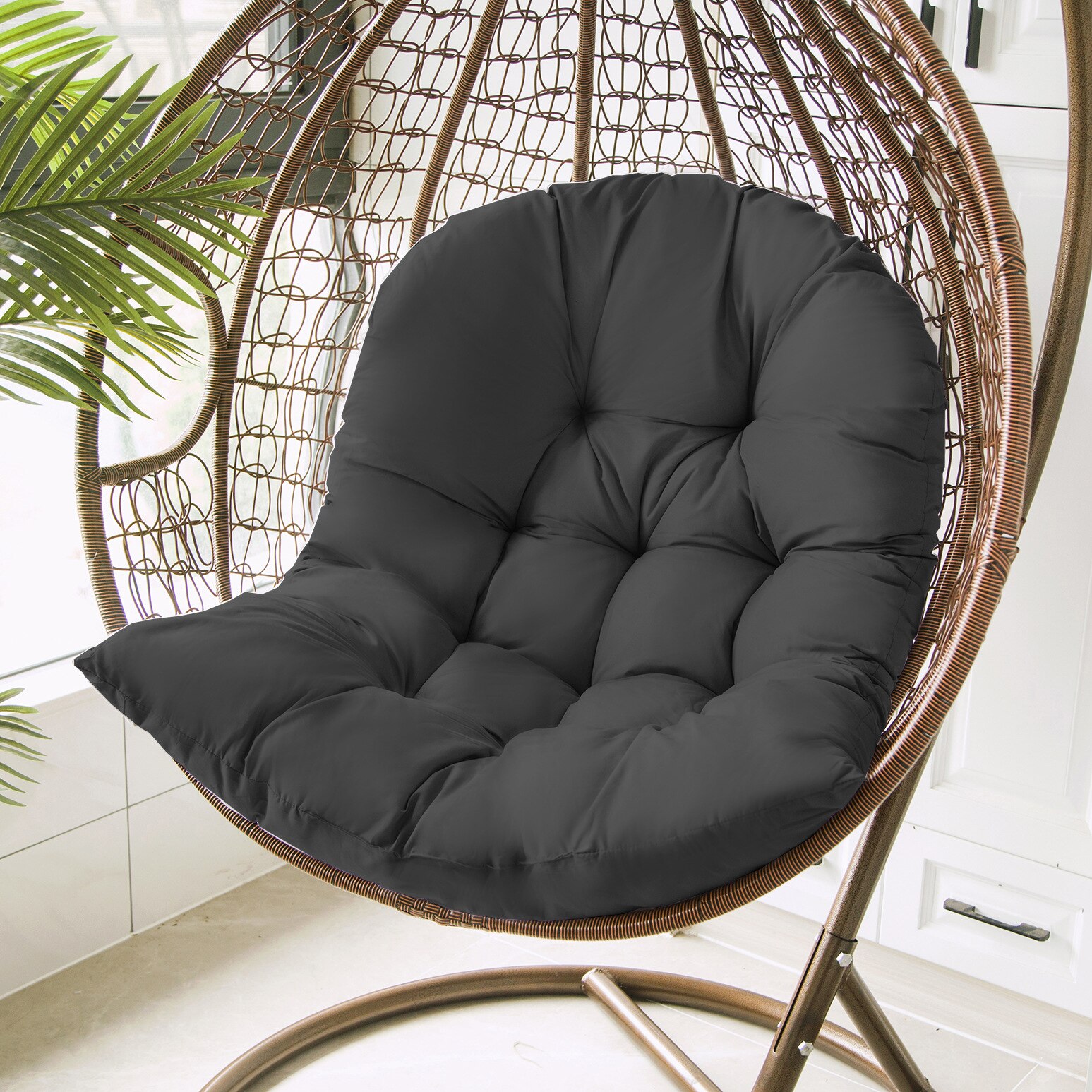 Ei Stoel Mat Swing Hangmat Kussen Schommelstoel Kussen Cradle Kussen Tuin Outdoor Indoor Home Decor Zonder Swing Stoel: Black Cushion