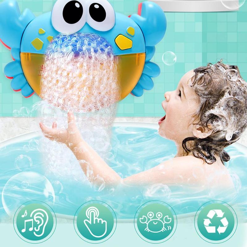 Plastic Cartoon Krab Bubble Machine Muziek Bubble Maker Grappige Water Zwemmen Blower Baby Bad Douche Speelgoed Outdoor Krab Bubble Speelgoed