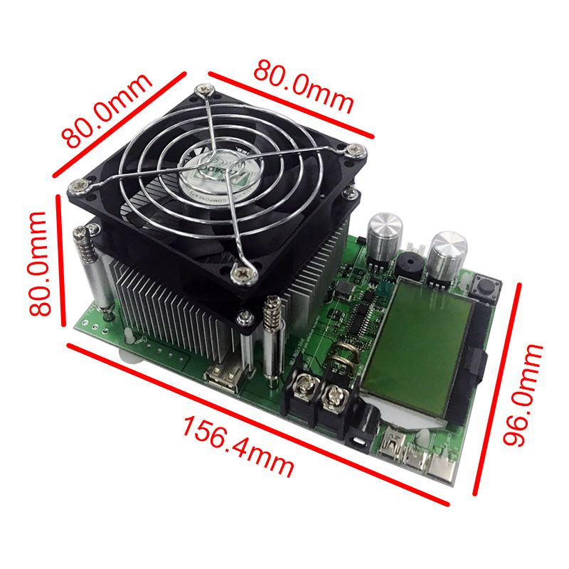 180W Digital capacity tester power supply indicator dc 200V electronic load discharger resistor usb check test+18650 battery Box