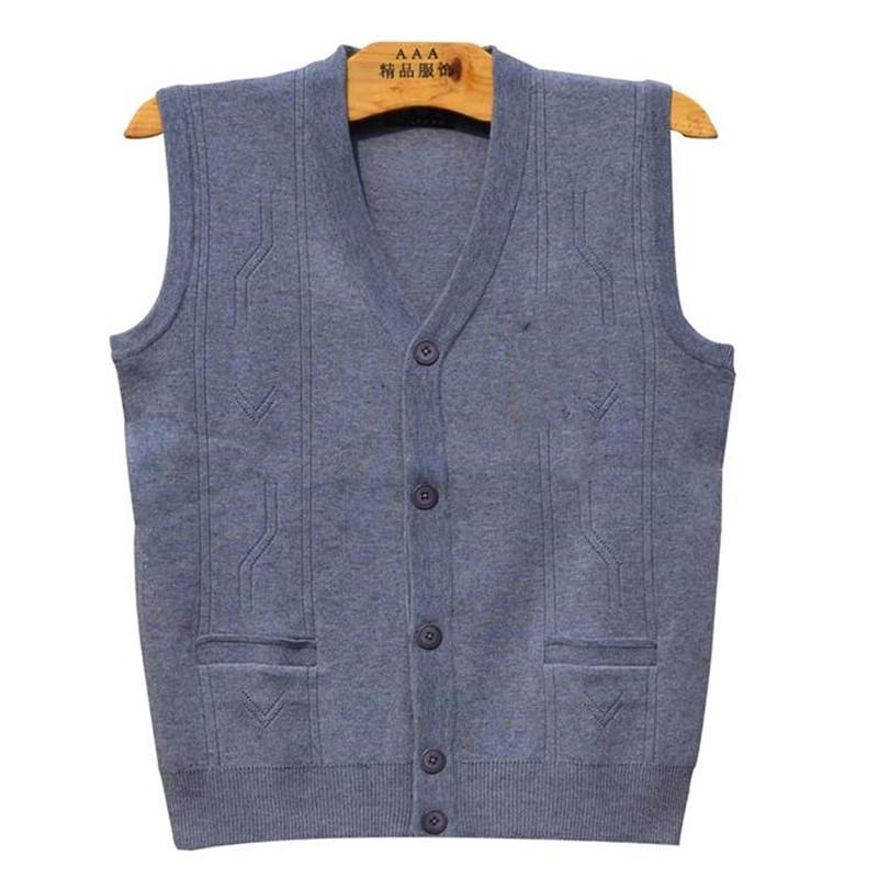 Herrer forår veste trøjer strikket vest cardigan uld ærmeløse frakker chandail hanstrøjer fleece toppe efterår stretch: Grå / Xxxl