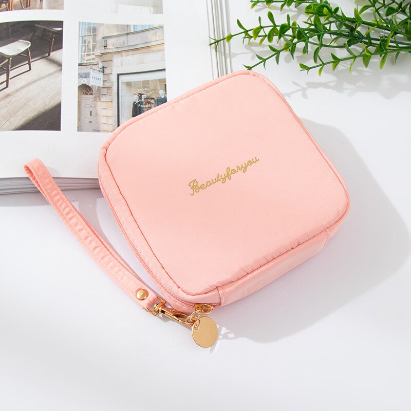 Mini Kosmetik Tasche Sanitär Serviette Leder Tampon Lagerung Tasche Tragbare machen-hoch Lippenstift Schlüssel Kopfhörer Datenkabel Reise Veranstalter: Rosa