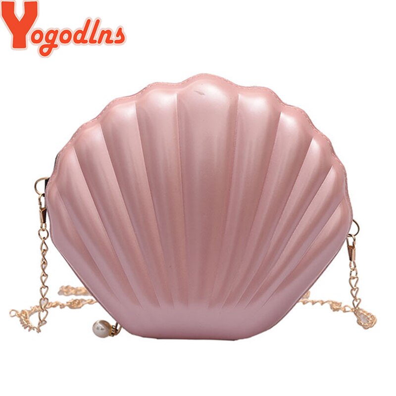 Yogodlns Vrouwen Wilde Mode Shell Zakken Keten Schoudertas Parel Rits Vrouwen Pvc Zak Zomer Mini Messenger Bags
