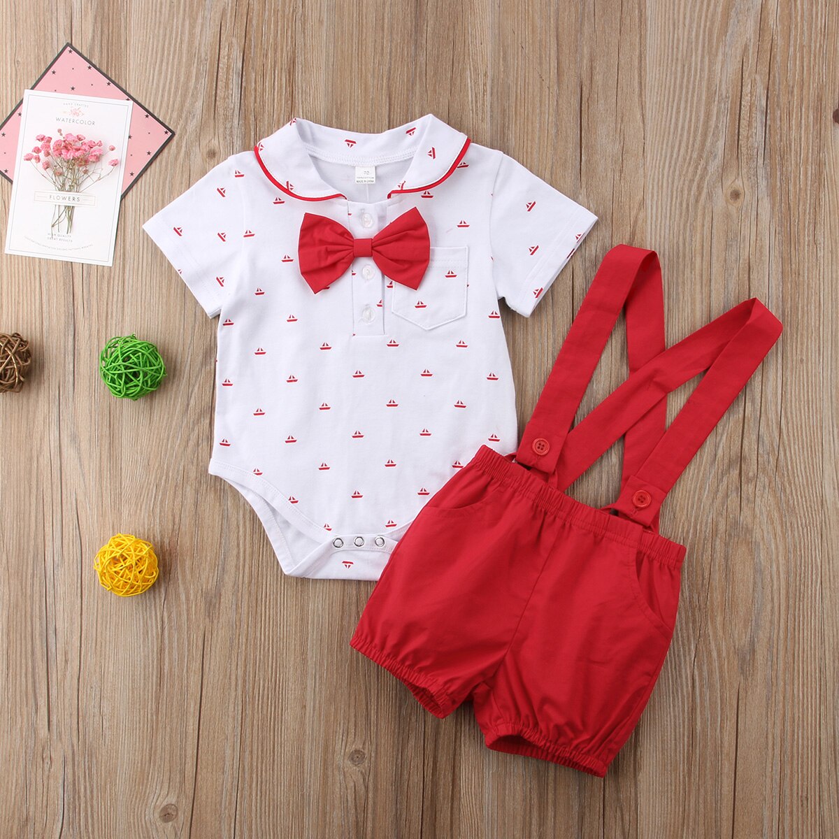 Märke gentalman nyfödd barn baby pojke outfit kläder jumpsuit body+byxor overall 2 st set barn sommarkläder
