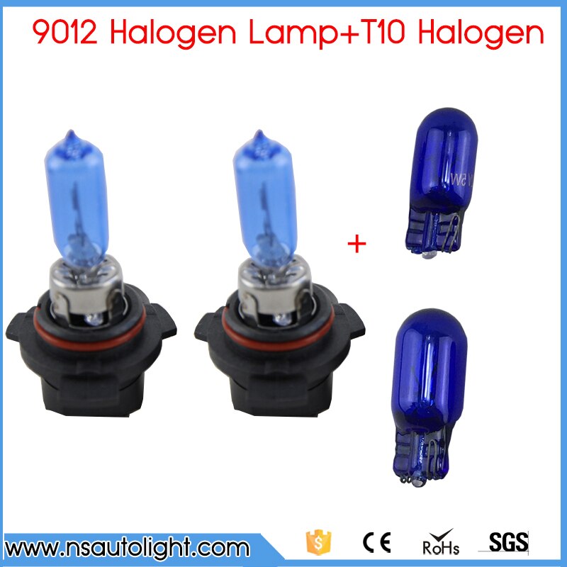 2 stks 9012 HIR2 PX22d Halogeen Lamp lamp Super Heldere + 2 stks 501 194 W5W T10 Natuurlijke Blauwe Lamp auto Licht