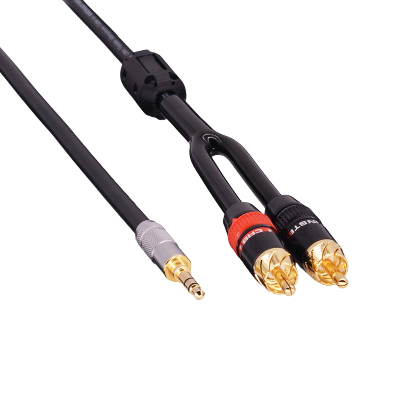 HiFi cable audio RCA cable Audio signal wire plug 3.5mm aux plug convert two RCA plug: black / <=0.5m