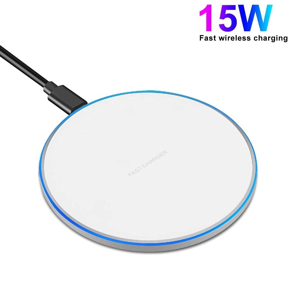 30W Qi Draadloze Oplader Voor Iphone 13 12 11 Pro Xs X Xr 8 Inductie Snelle Draadloze Opladen Pad voor Samsung S21 S20 S10 Note 20: 15W White