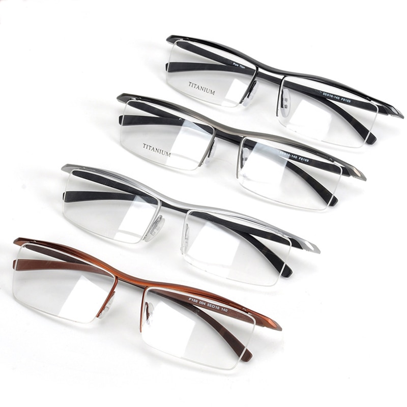 Browline – monture de lunettes en titane pour hommes, demi-monture, optique Cool, à la