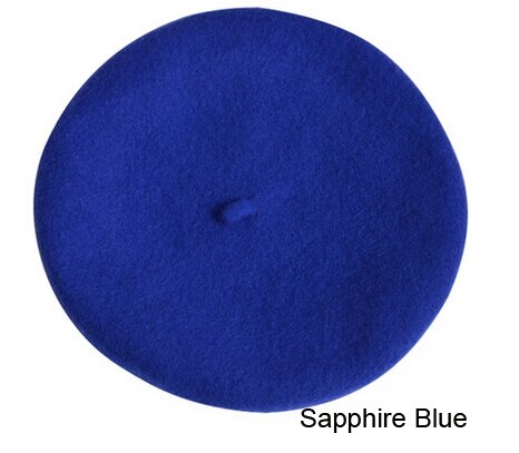 pas cher nouvelles femmes laine solide couleur béret femme Bonnet casquettes hiver tout assorti marche chapeau casquette 20 couleur: royal blue