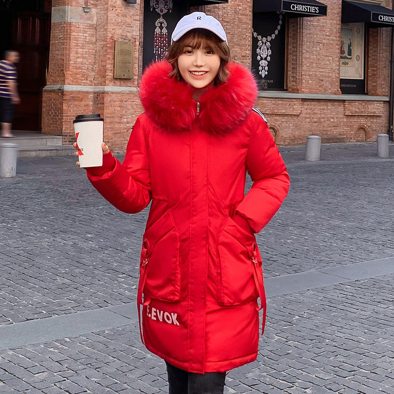 Lange bontjas met capuchon, bakkerij winterjas, donsjas, dames oversized jas, gewatteerd katoen, parka met opschrift, grote zak