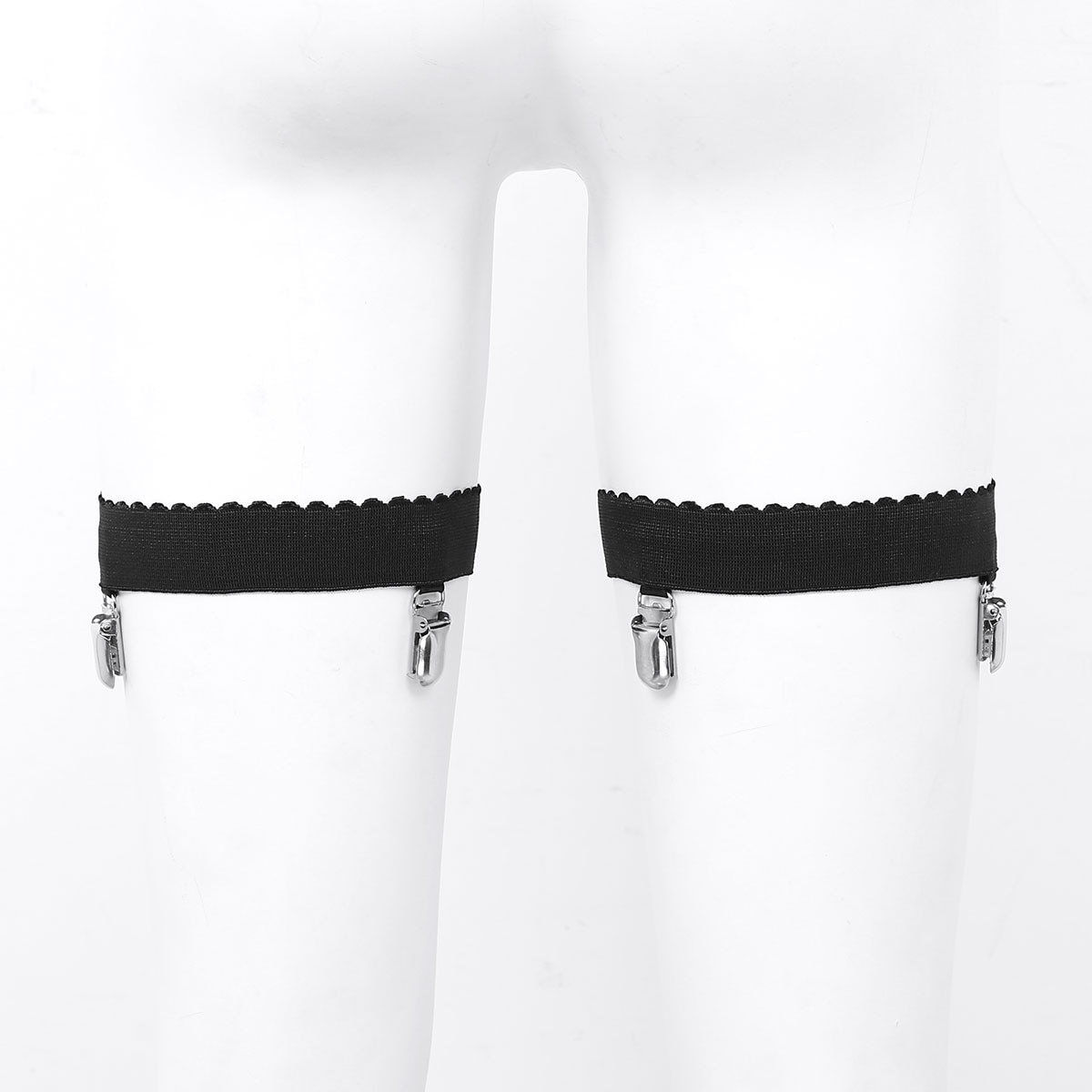 1 paar antislip elastische kousenbanden voor dames, hoge dijen, harnas, kousenhouder, nachtclub, feestsluiting met eendenmondklemmen