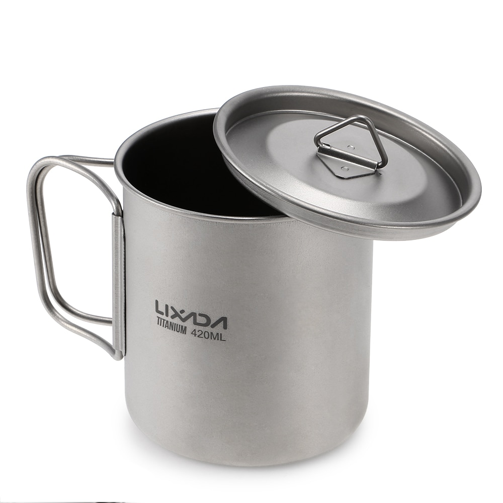 Lixada en plein air titane ultra-léger tasse Pot Portable tasse suspendue couvercle de Pot et poignée pliable équipement de Camping ustensiles de cuisine randonnée