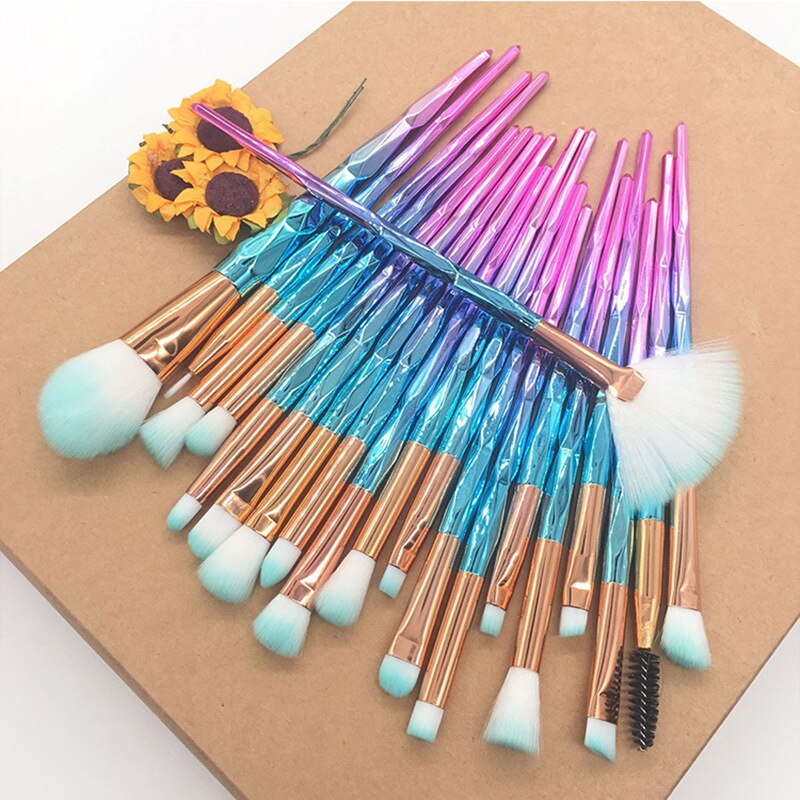 20-in-1New pinceau de maquillage licorne pinceau de maquillage pinceau pour les yeux outils de beauté avec sac de brosse de stockage OPP: RED