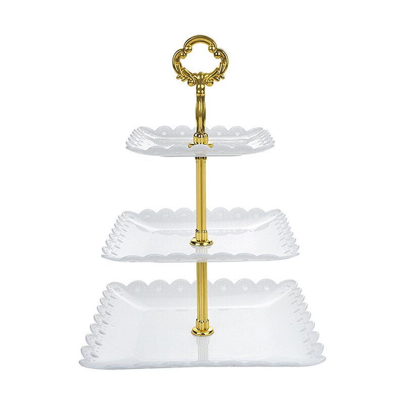 3 Tier Cake Stand Afternoon Tea Wedding Plates Party Tableware Bakeware Plastic Tray Display Rack Cake Decorating Tools: white