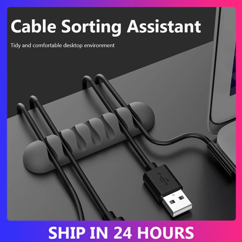 Silicone Cable Winders Flexible Cord Management Cable Holder Clips For USB Mouse Headphone Earphone Network Smart Wire Organizer