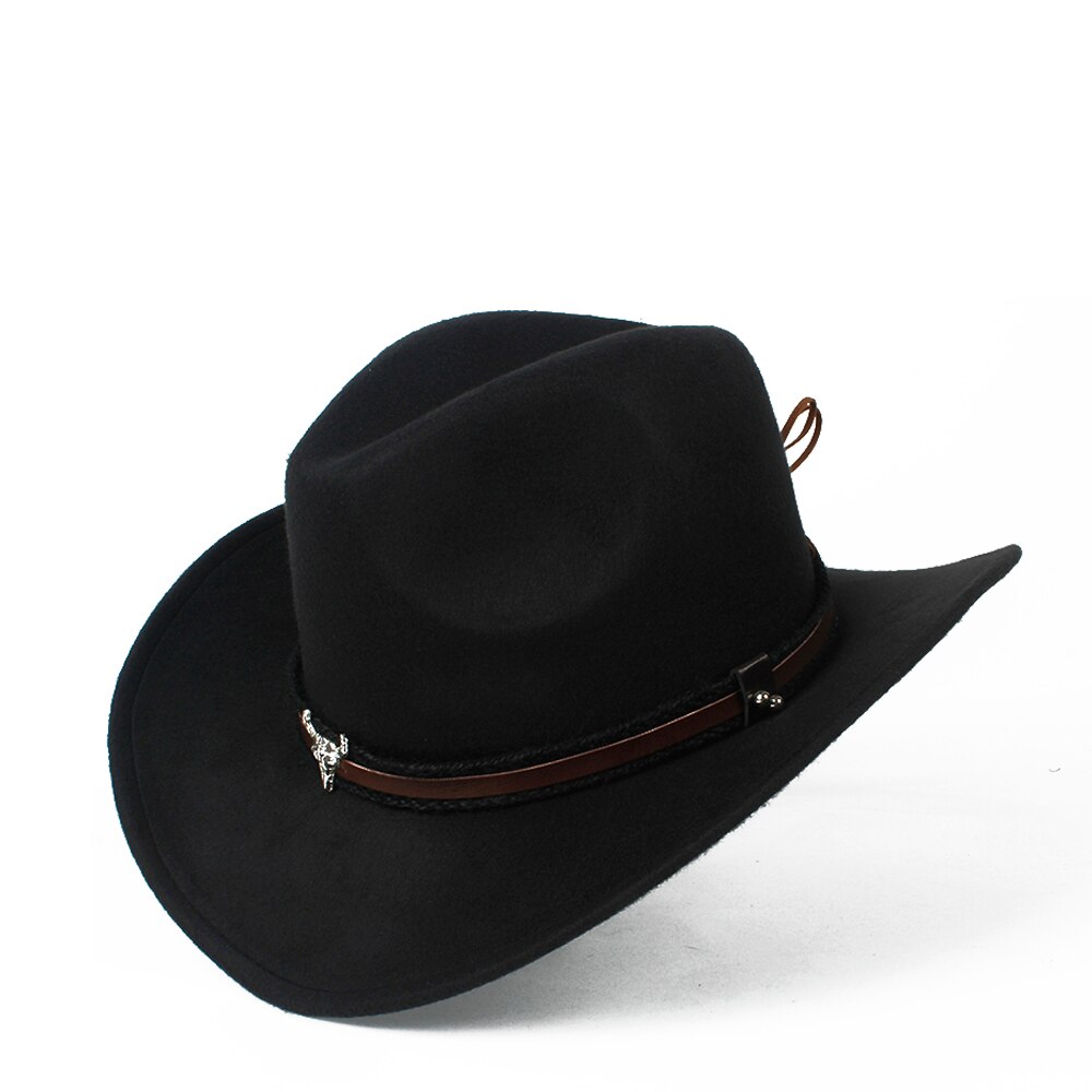 Child Kids Wool Hollow Western Cowboy Hat Roll-up Brim boy girl Outblack Sombrero Hombre Jazz Cap