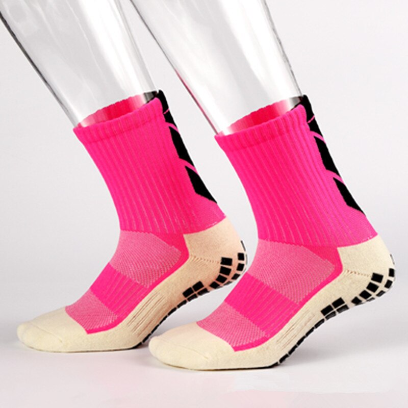 Football Socks Anti Slip Soccer Socks Men Sports Socks Good Cotton Calcetines Same Type As Trusox Running Absorb Sweat: Pink