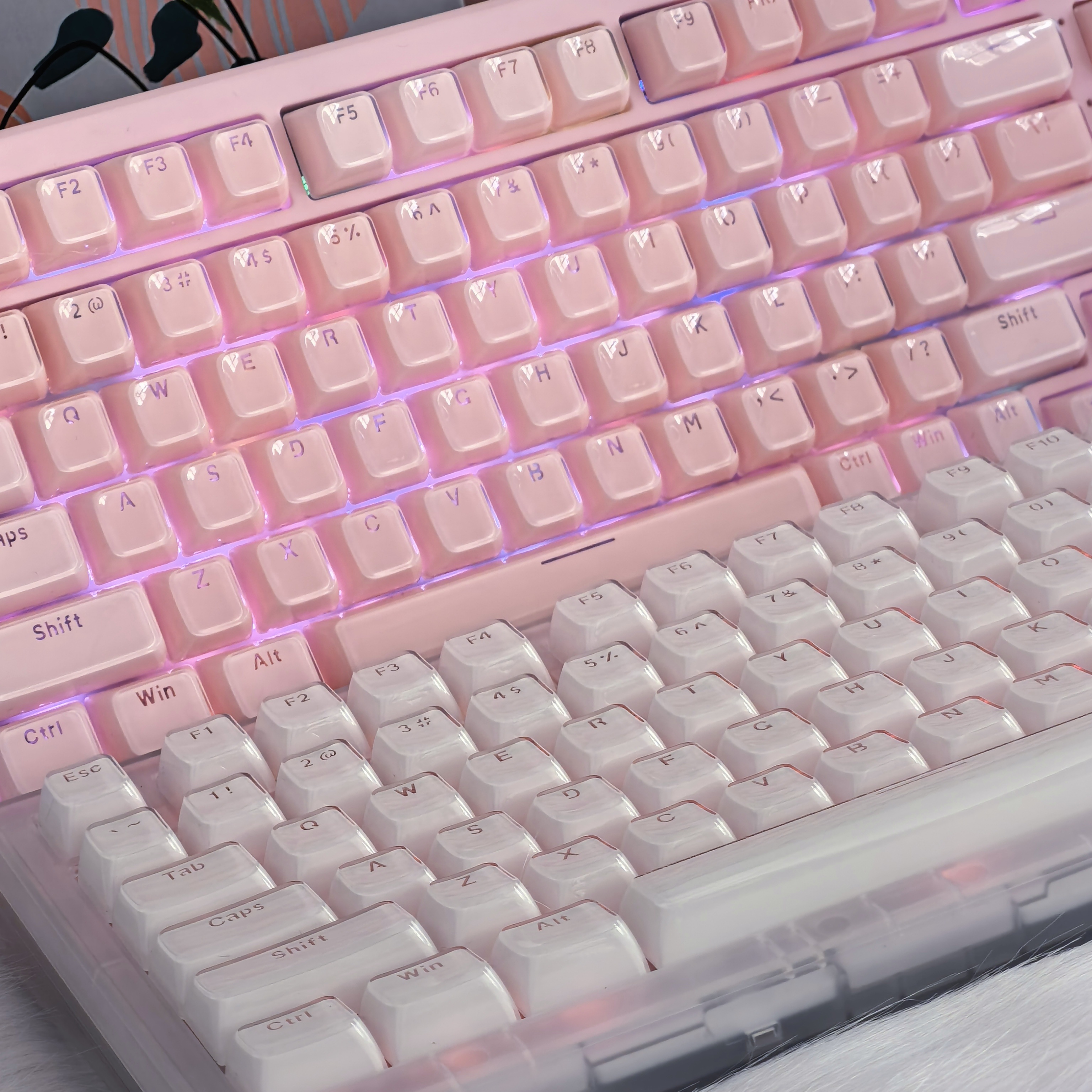 Capuchons de touches translucides ronds en MSI, profil OEM pour clavier mécanique, aucun MX, touches rétroéclairées en cristal de glace, barre d'espace ISO
