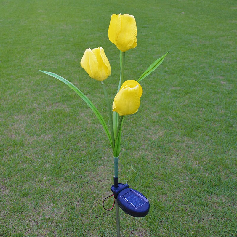 Lumiparty Solar Tulip Flower Lights Solar Powered Garden Outdoor Decorative Landscape LED Tulip Lamps Path Lights for Garden