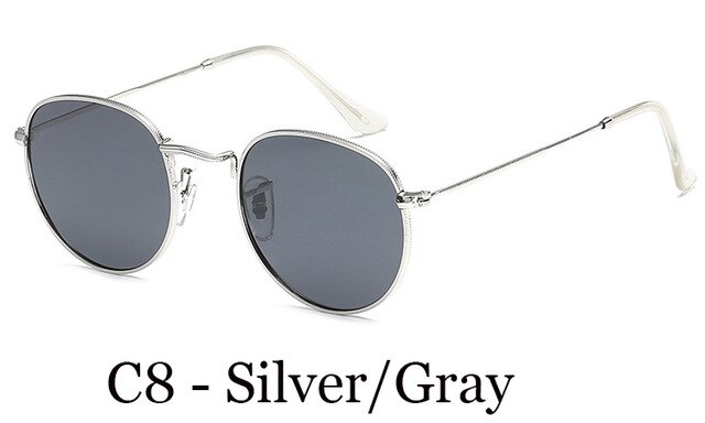Lvvkee metalliset retro pyöreät aurinkolasit naisten klassiset hd polarisoidut aurinkolasit miehille ajo oculos de sol naaras: C8