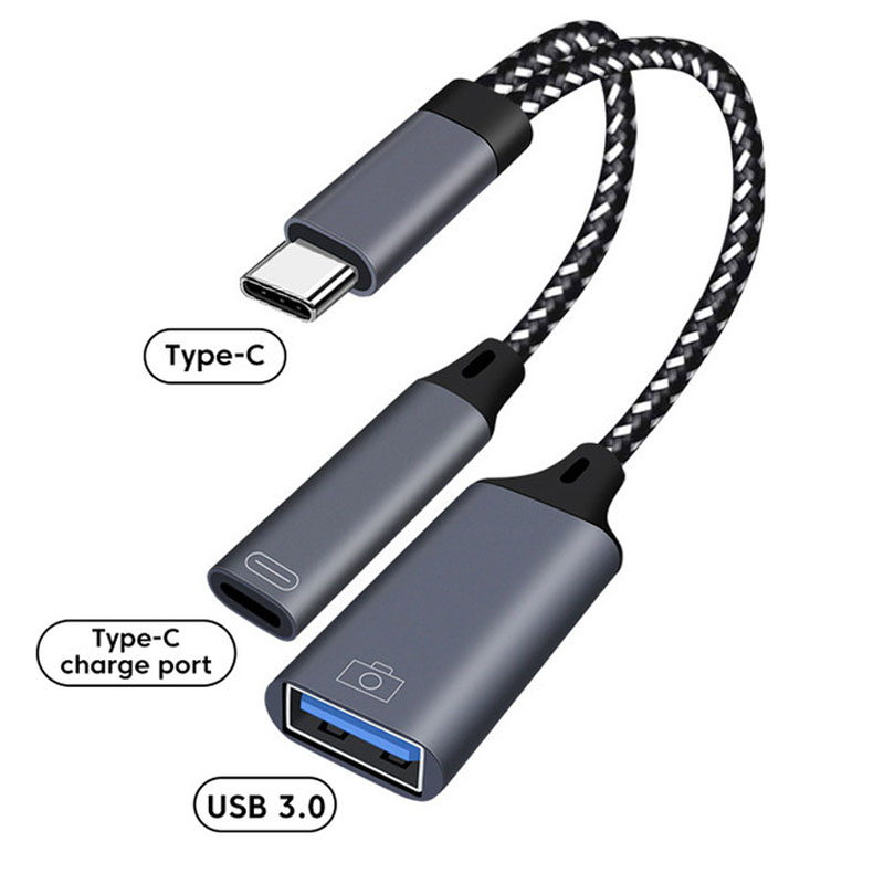 Kabel USB C OTG Adapter telefoniczny 2 w 1 typu C na USB A z portem ładowania PD do telefonu Samsung Huawei Xiaomi Laptop Tablet: Default Title