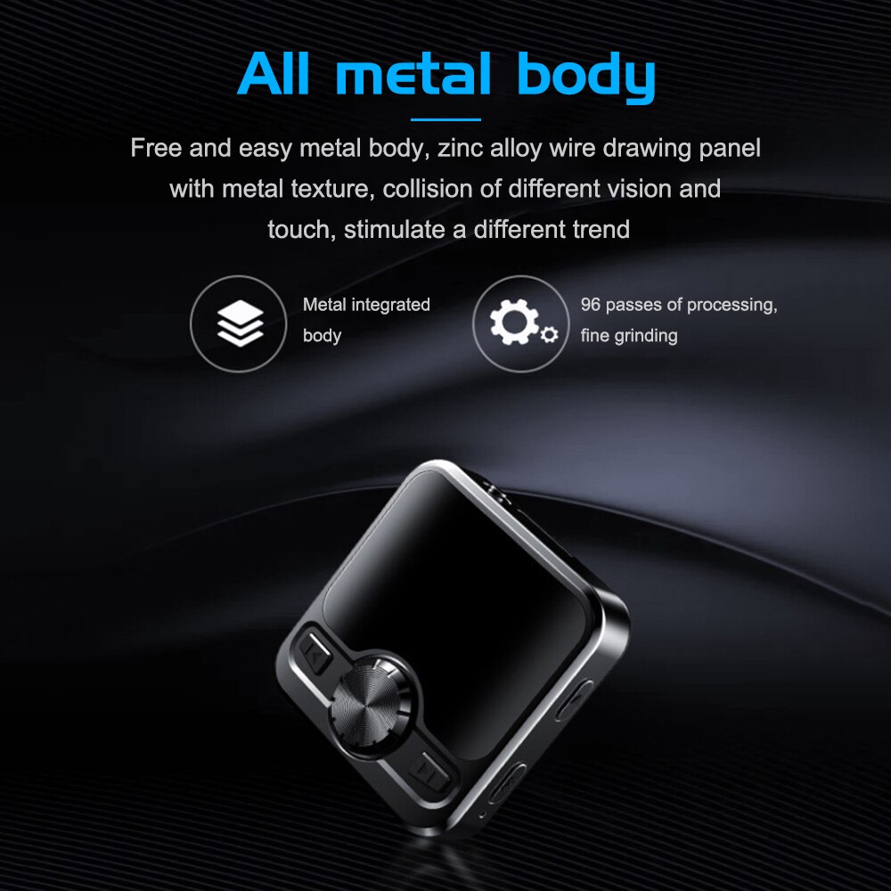 JNN M9 MP3 Player Portable Digital Music Player FM Radio Support BT Function with 3.5mm Headphones Metal Rechargeable Battery