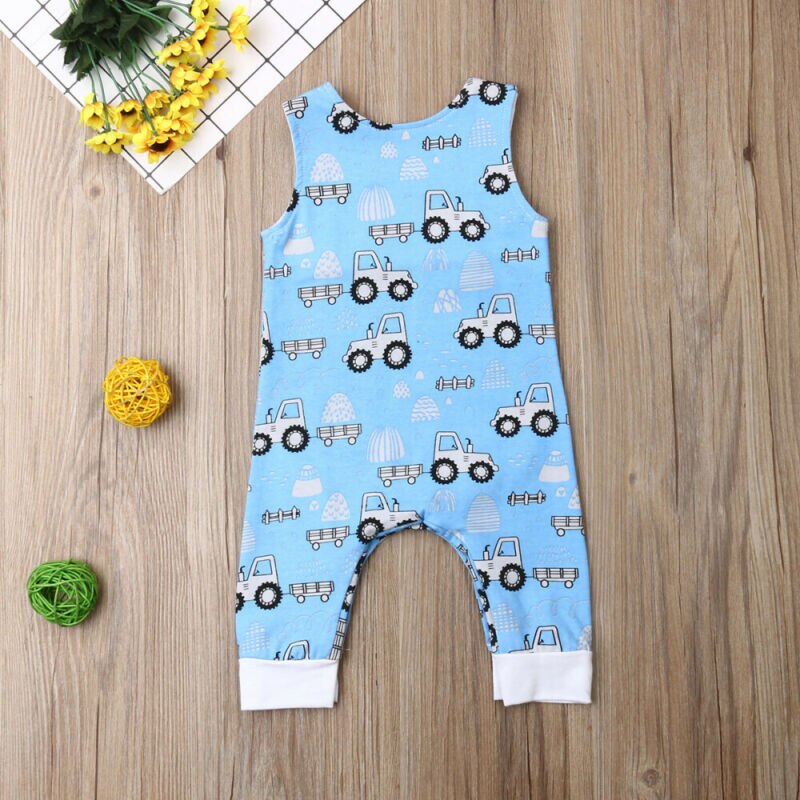 pudcoco Infant Baby Boys One Piece Romper Baby Girls Car Print Sleeveless Jumpsuits Causal Set Years Clothes 0-24M