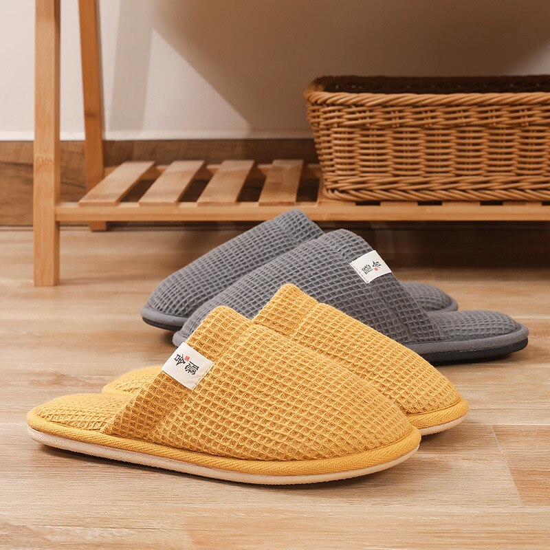 Fujin lin tøfler dame sommer Brann årstider stum sklisikker myk bunn tøfler herre hjemme deodorant tøfler