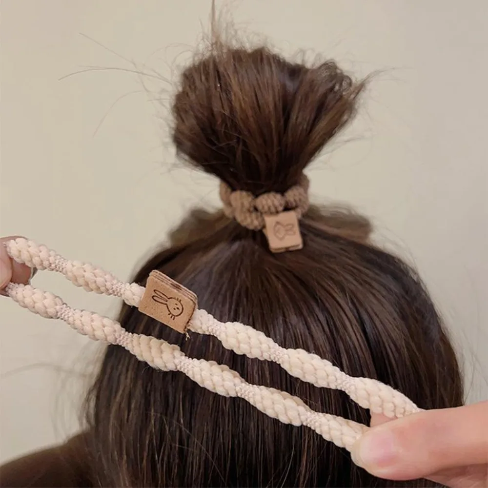5pcs/Set Simple Heart Ball Charms Scrunchie No Damage Elastic Braided Hair Ties Ropes Women Girls Ponytail Holder Rubber Bands